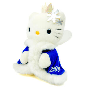 Hello Kitty Fairy Snowflake Queen Plush 2000 Sanrio Cat Blue Cape Crown VTG NWoT